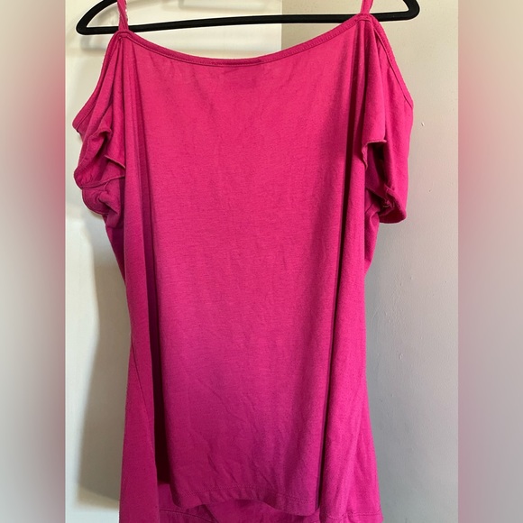 A pink artsy summer shirt.  Worn a bit. - Picture 2 of 3